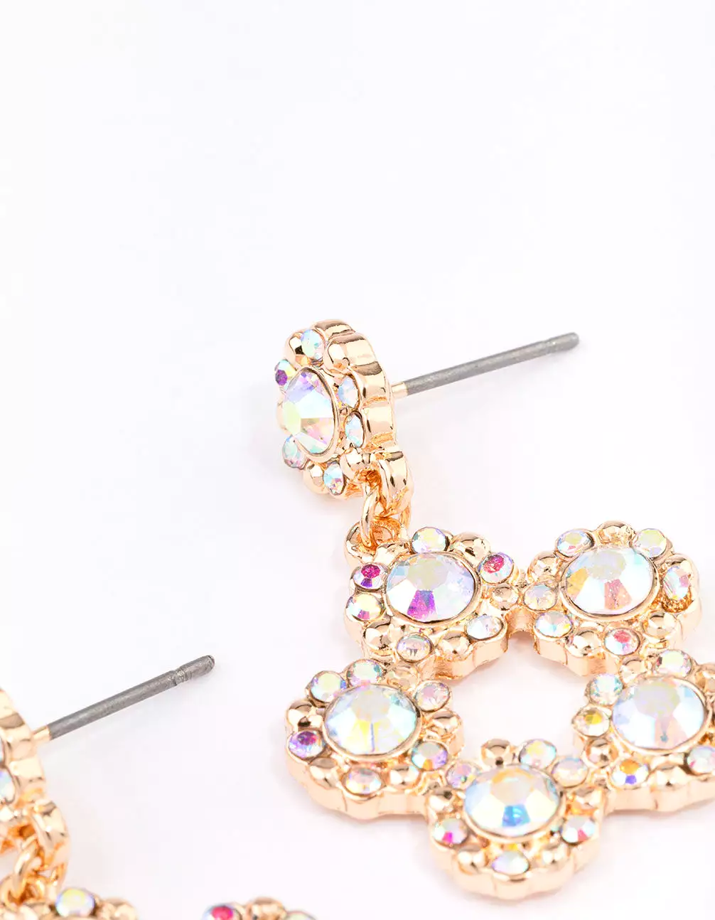 Gold Glistening Flower Drop Earrings