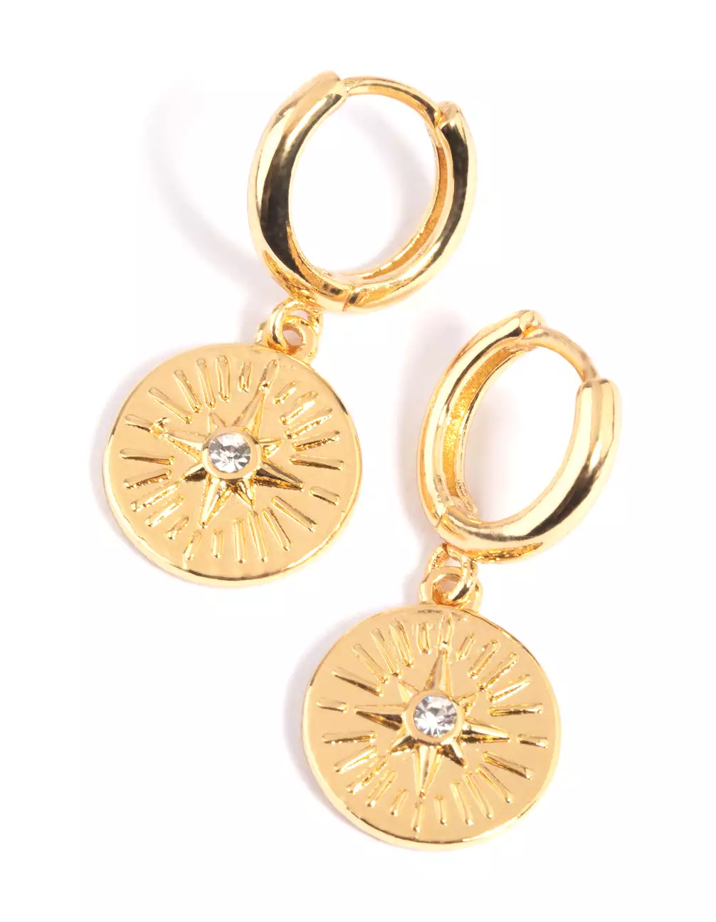 Gold Plated Celestial Huggie Hoop Earrings