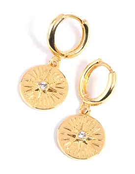 Gold Plated Celestial Huggie Hoop Earrings