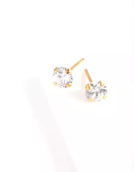 Gold Plated Sterling Silver 1/2 Carat Stud Cubic Zirconia Earrings