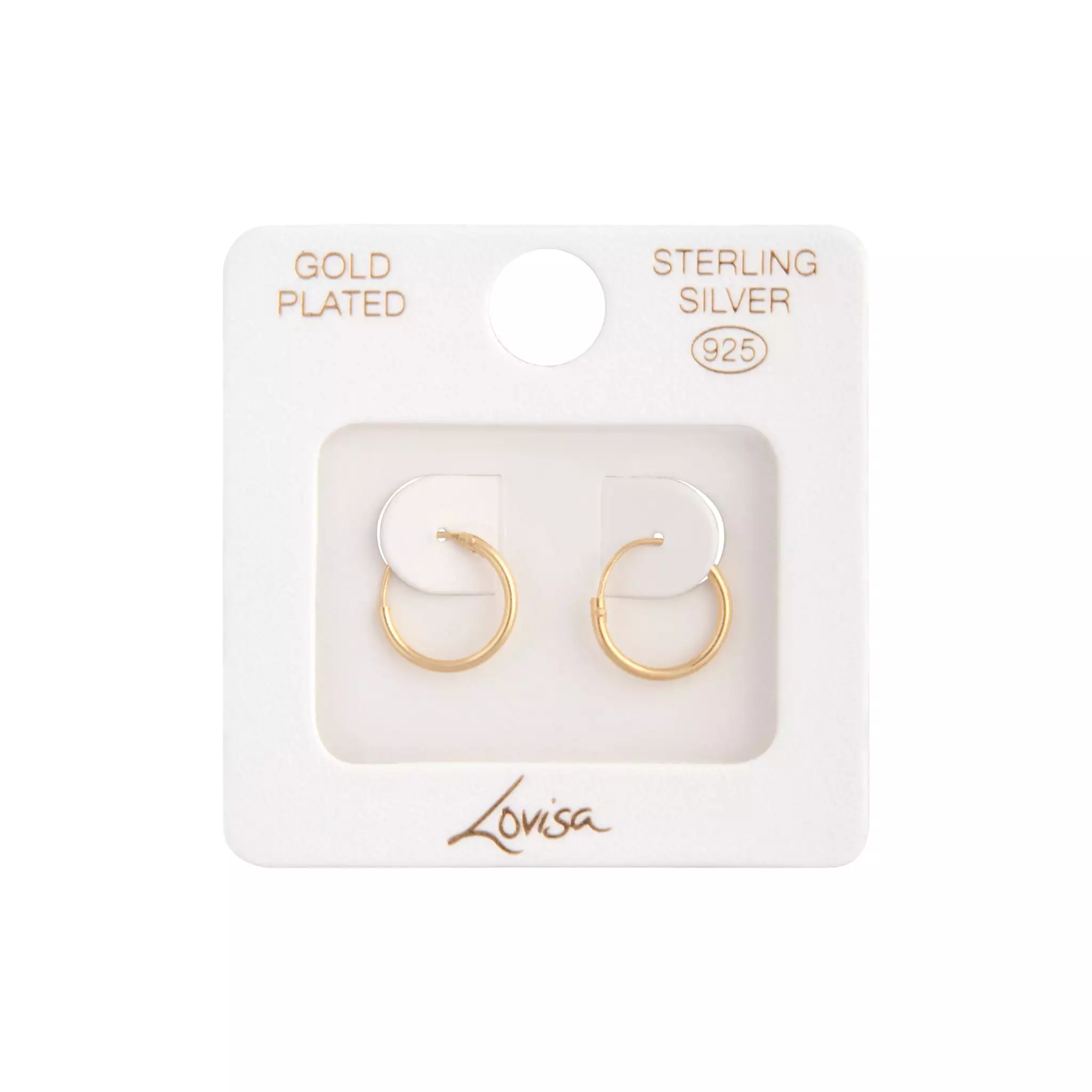 Gold Plated Sterling Silver 12mm Hoop Earrings