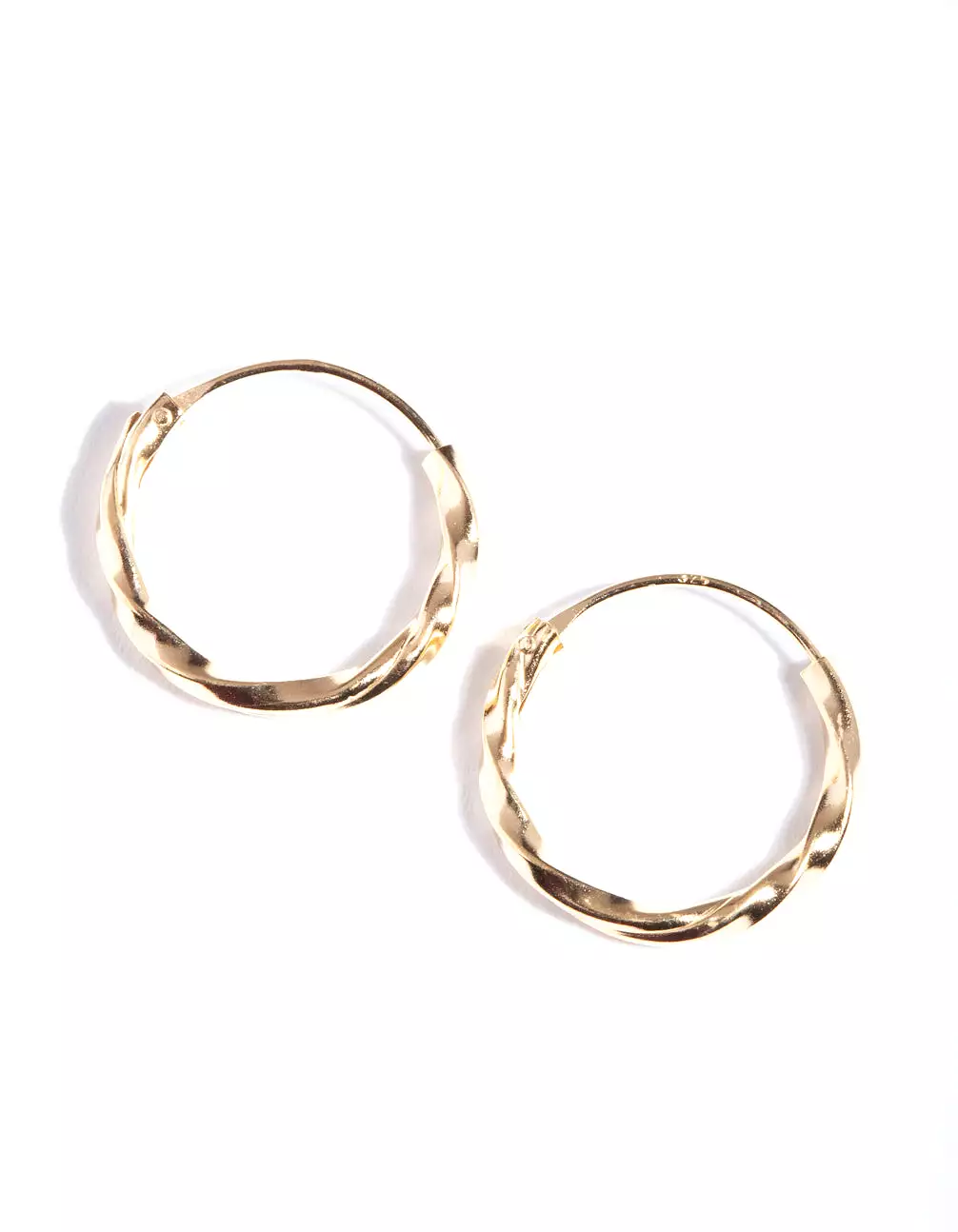 Gold Plated Sterling Silver 13mm Twist Hoop Earrings