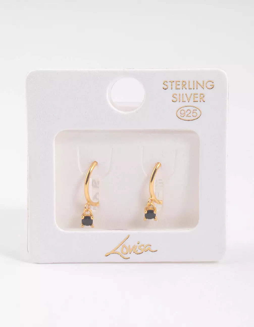 Gold Plated Sterling Silver Cubic Zirconia Four Claw Hoop Earrings