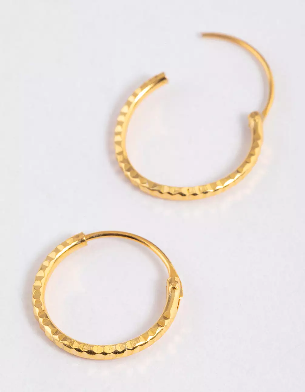 Gold Plated Sterling Silver Diagonal Hoop Earrings 12mm