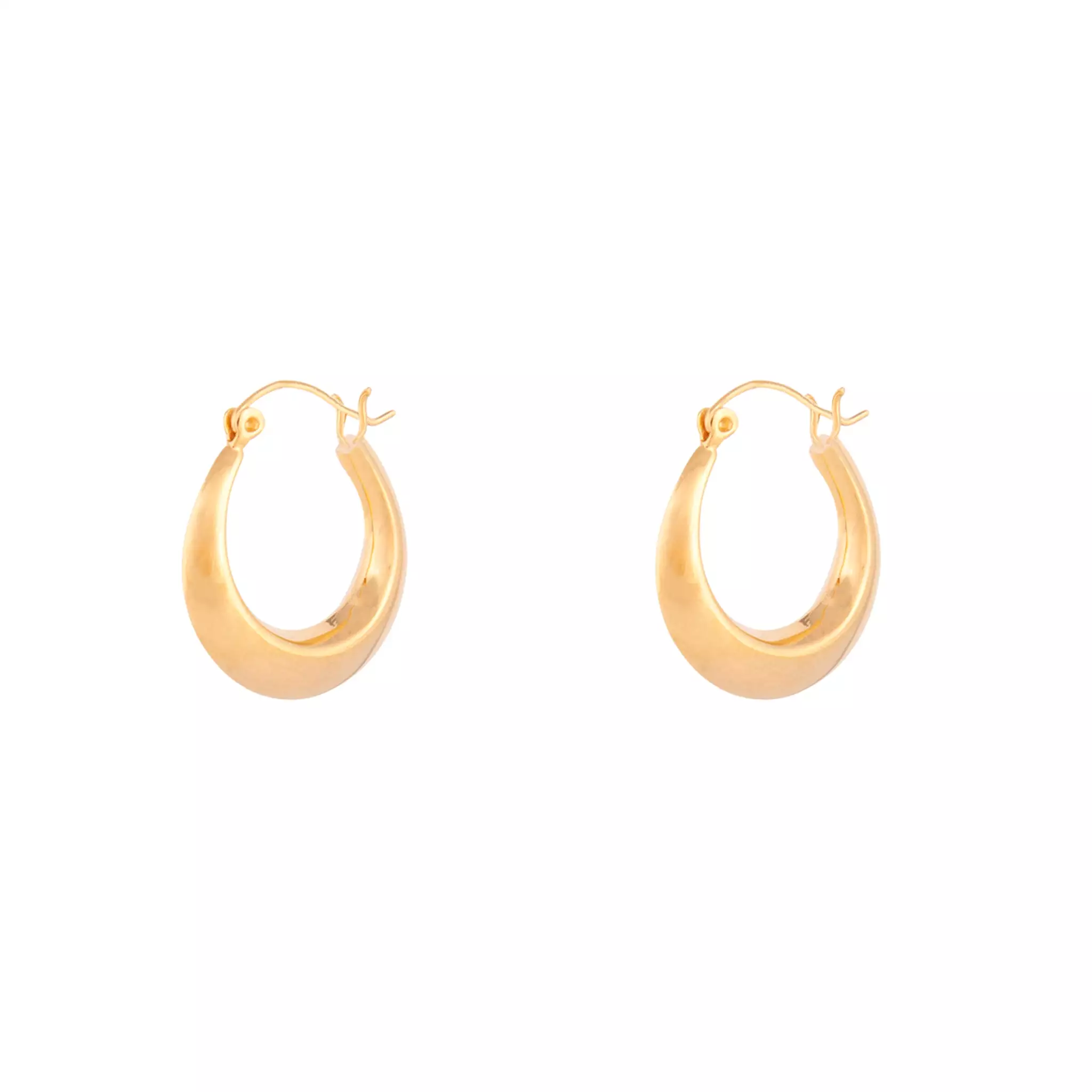 Gold Plated Sterling Silver Flat Edge Hoop Earrings