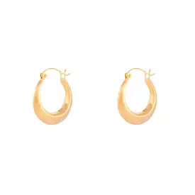 Gold Plated Sterling Silver Flat Edge Hoop Earrings