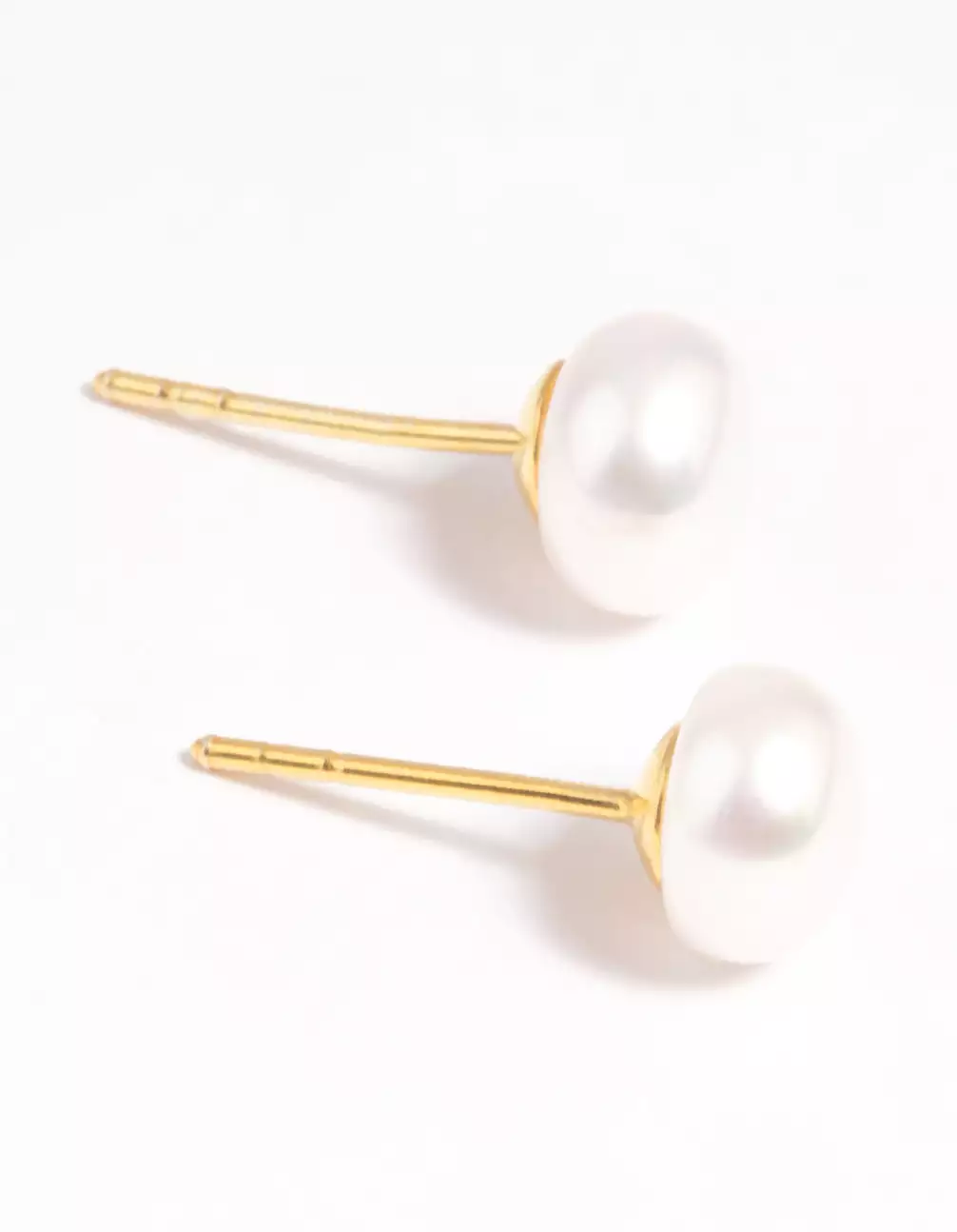 Gold Plated Sterling Silver Freshwater Pearl Stud Earrings