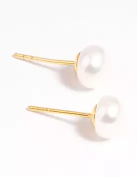 Gold Plated Sterling Silver Freshwater Pearl Stud Earrings