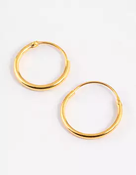 Gold Plated Sterling Silver Hoop Earrings 12mm