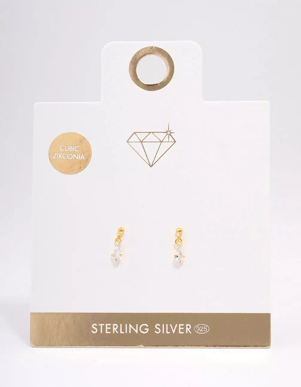 Gold Plated Sterling Silver Pear Cubic Zirconia Drop Earrings