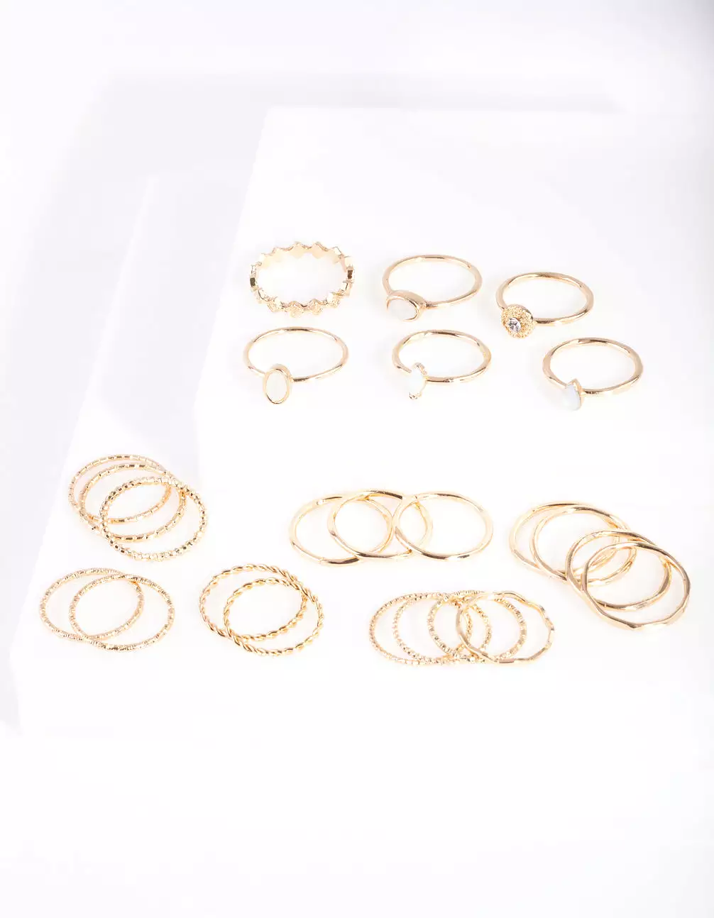 Gold Textured Synthetic Opal Ring 24-Pack