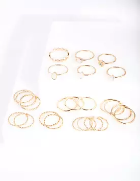 Gold Textured Synthetic Opal Ring 24-Pack