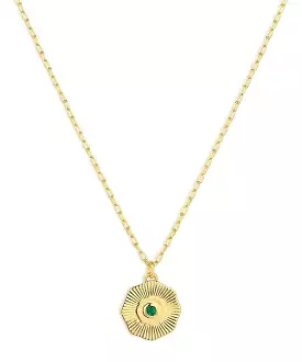 Gorjana Birthstone Coin Necklace - Green Agate/Gold