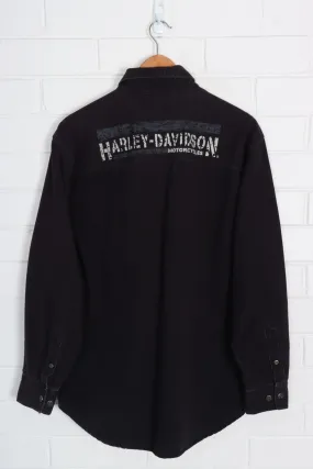 HARLEY DAVIDSON Black Long Sleeve Button Up Shirt Hong Kong Made (XL)