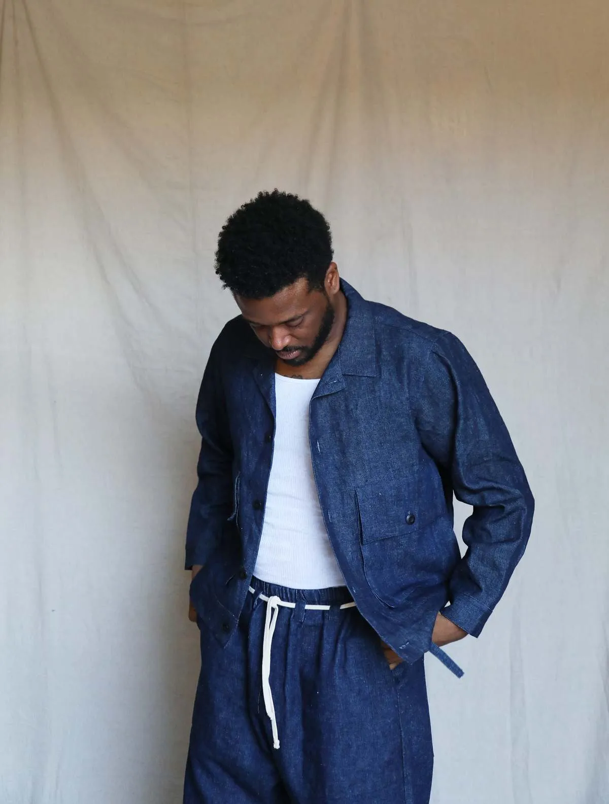 Hemp Denim Studio Coat - Indigo