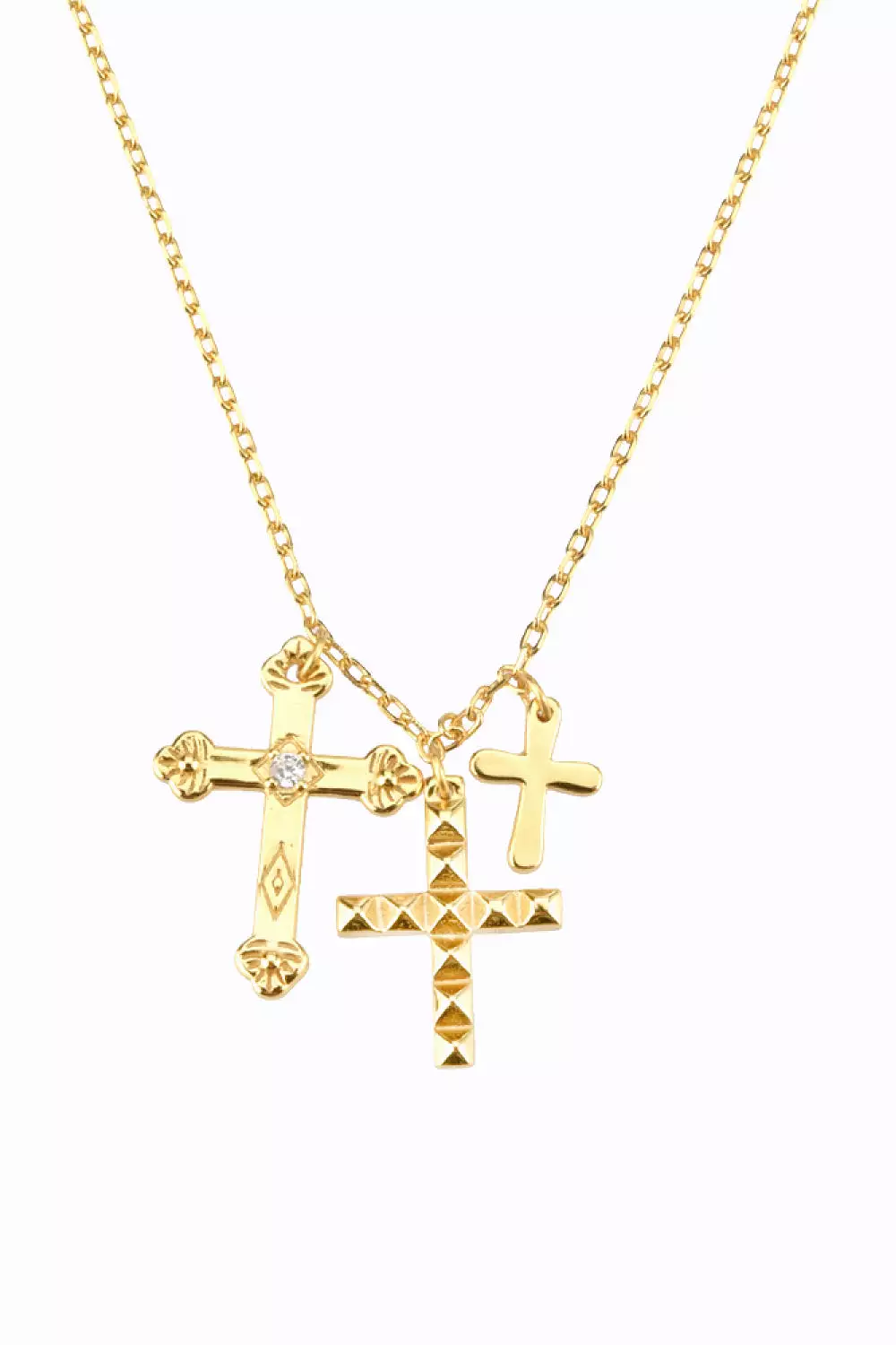 Inlaid Zircon Cross Pendant Necklace