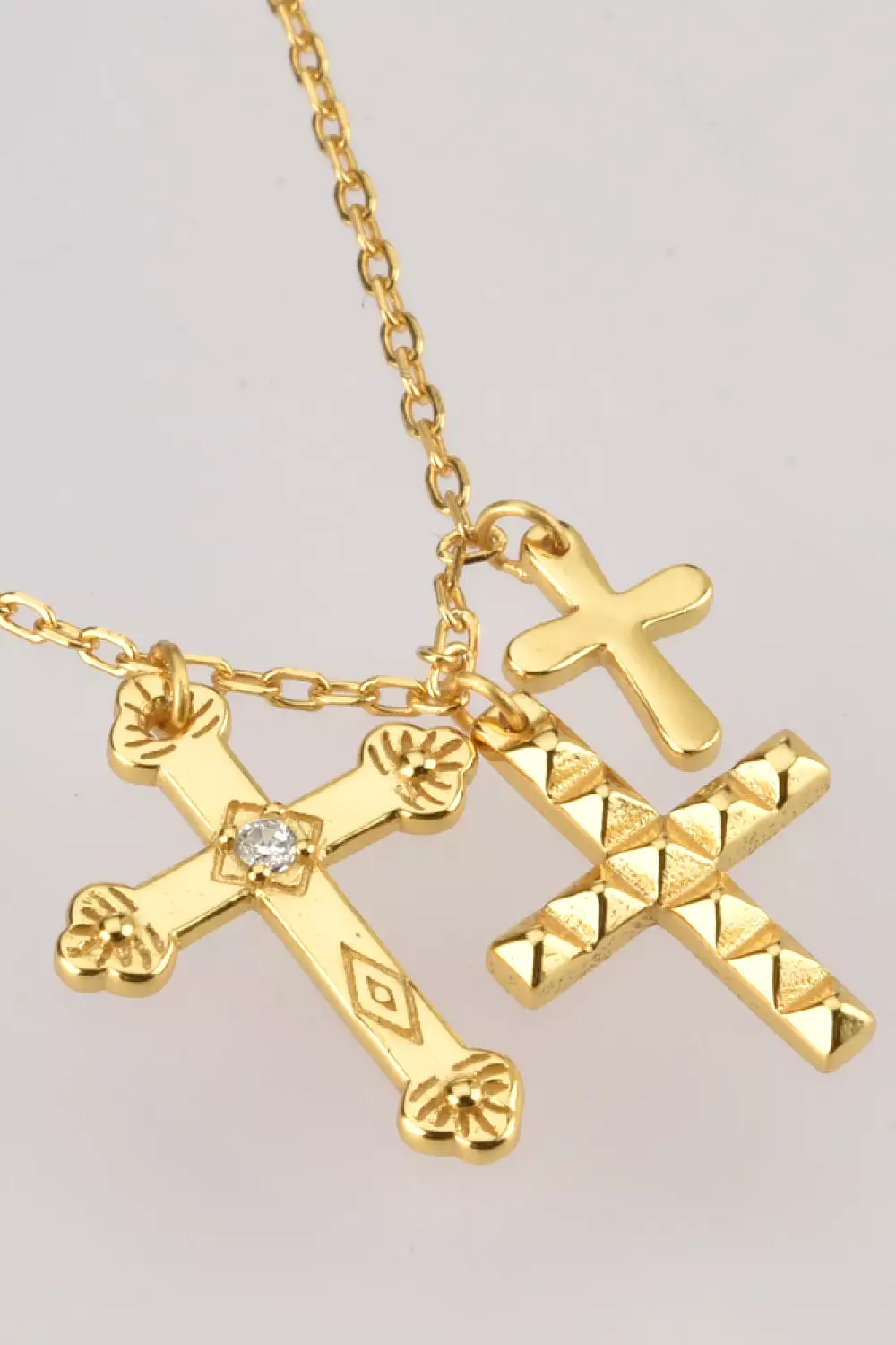 Inlaid Zircon Cross Pendant Necklace