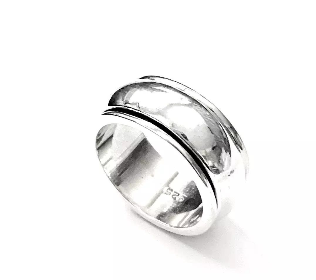 Iron Clay Spinner Ring Sterling Silver