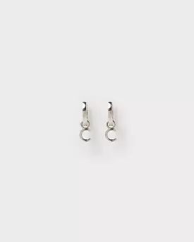 Izoa Alphabet Letter C Huggie Earrings Silver