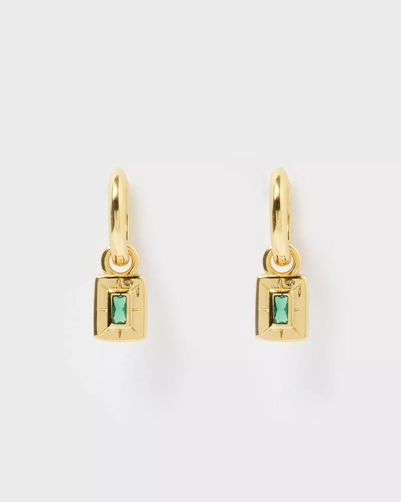 Izoa Cairo Huggie Earrings Gold Green