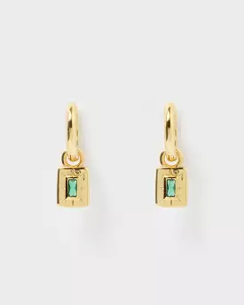 Izoa Cairo Huggie Earrings Gold Green