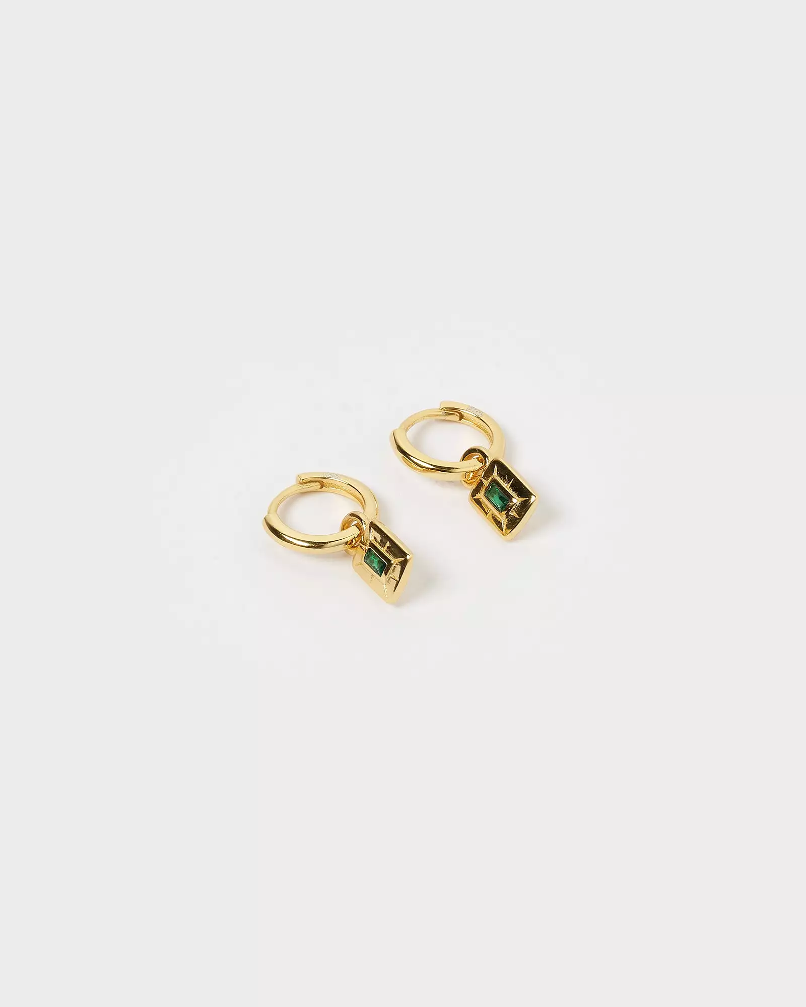 Izoa Cairo Huggie Earrings Gold Green