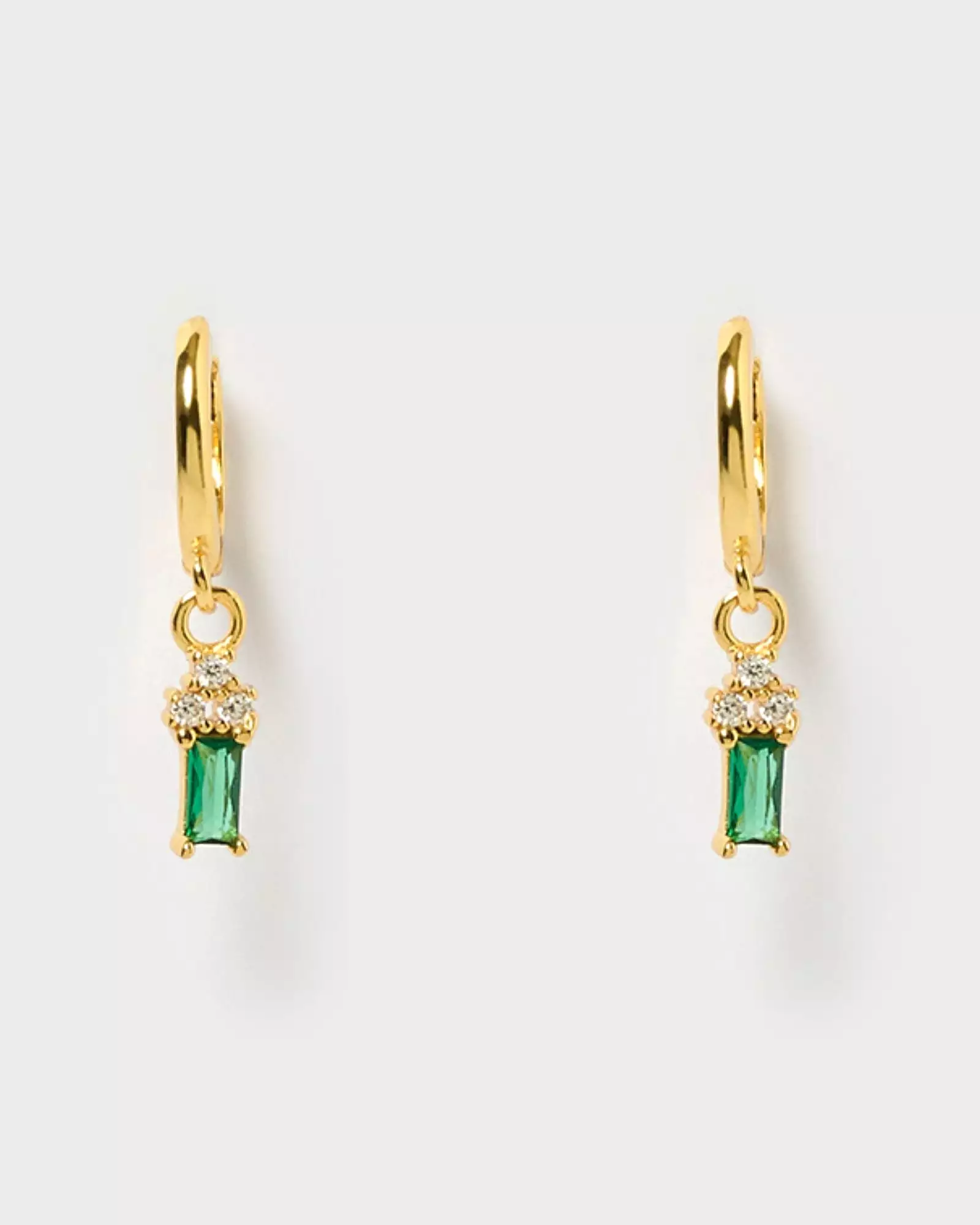 Izoa Carissa Huggie Earrings Gold Green