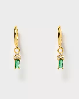 Izoa Carissa Huggie Earrings Gold Green