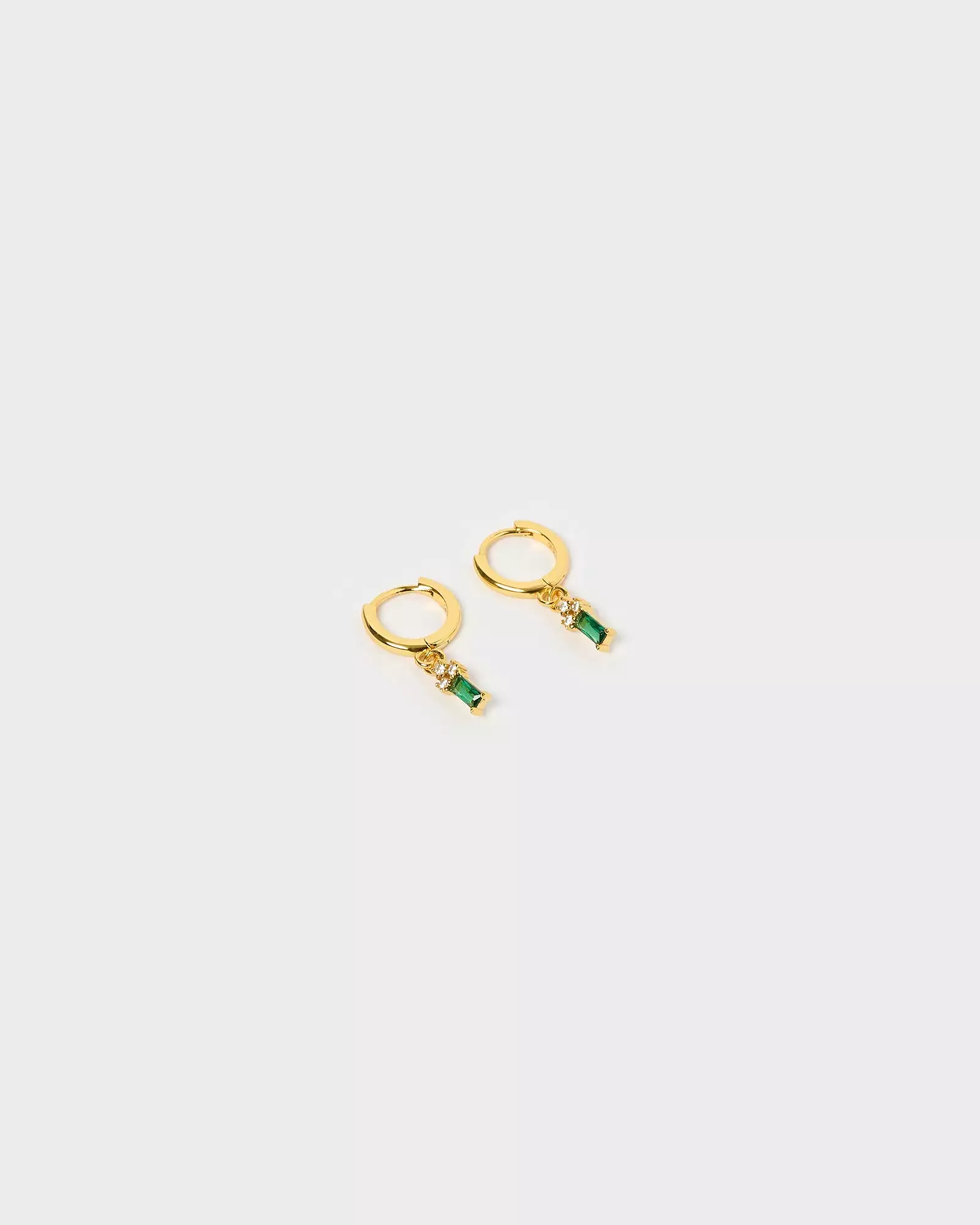 Izoa Carissa Huggie Earrings Gold Green