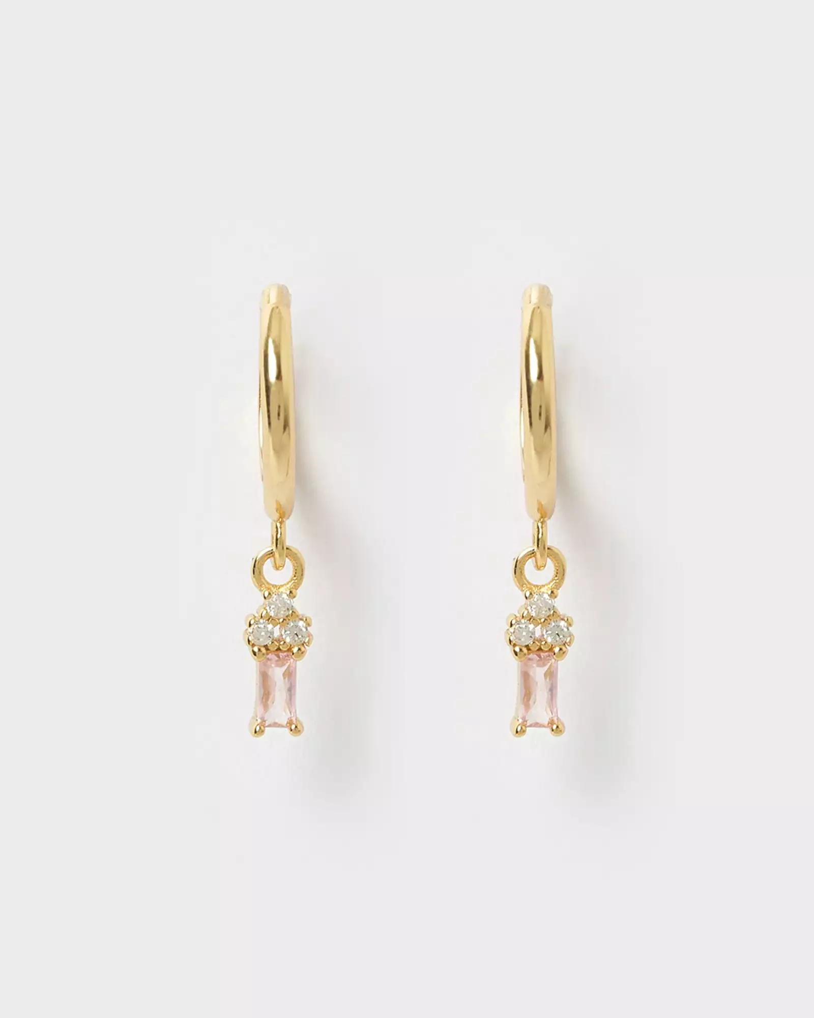 Izoa Carissa Huggie Earrings Gold Pink