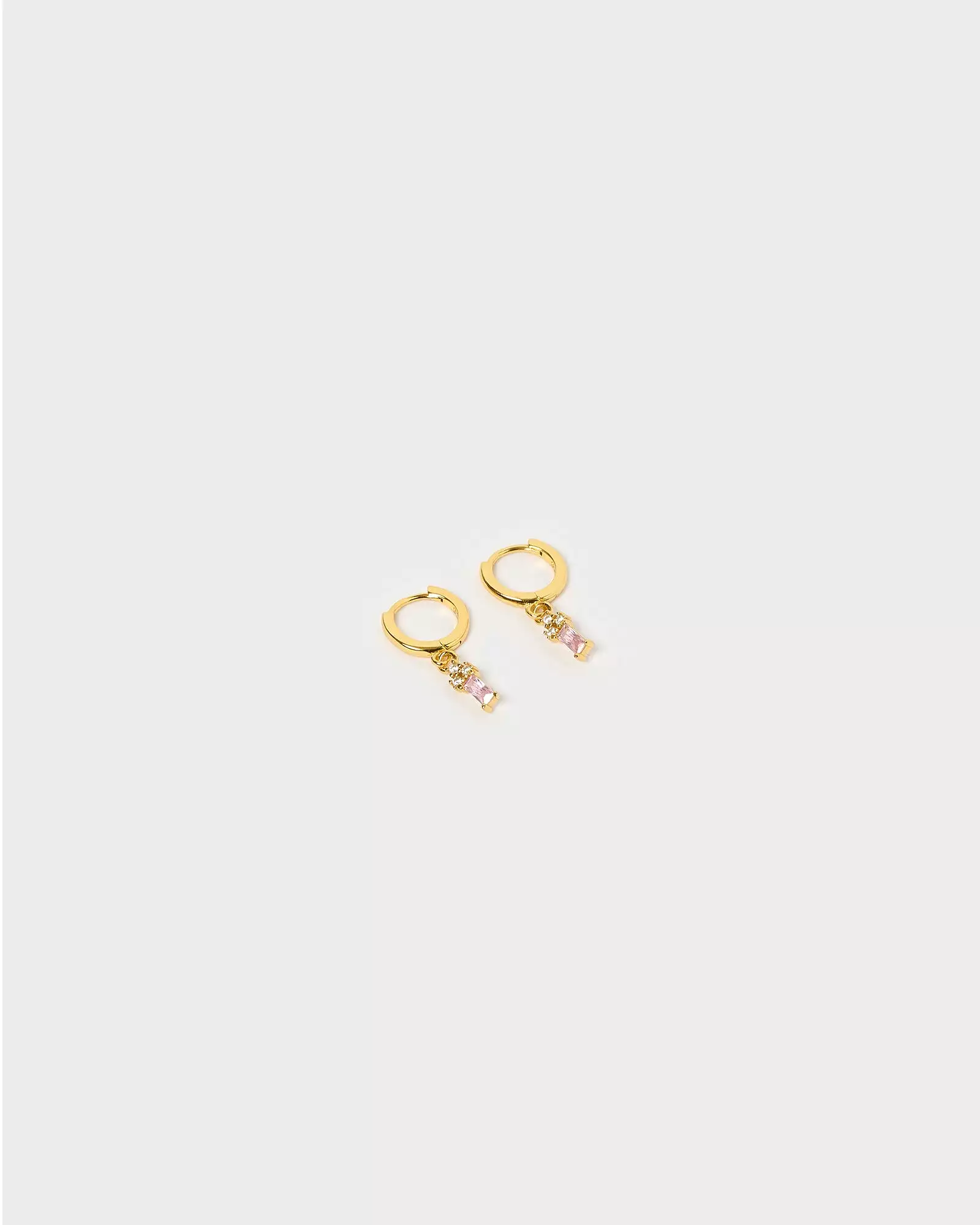 Izoa Carissa Huggie Earrings Gold Pink