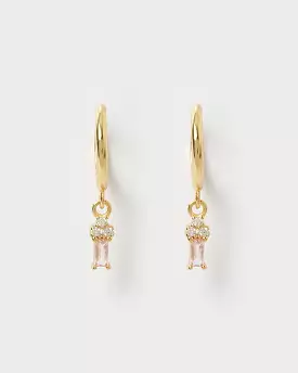 Izoa Carissa Huggie Earrings Gold Pink