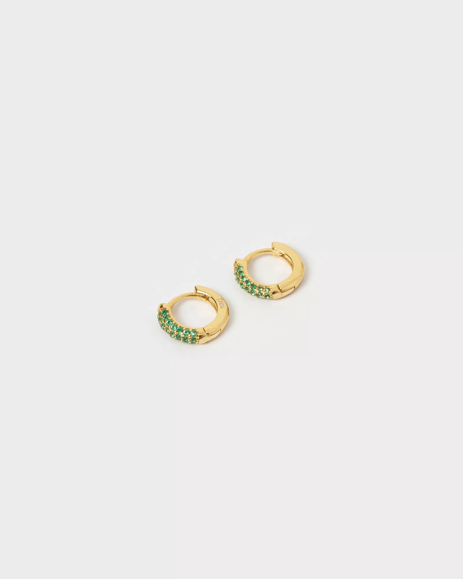 Izoa Kaylee Huggie Earrings Gold Green