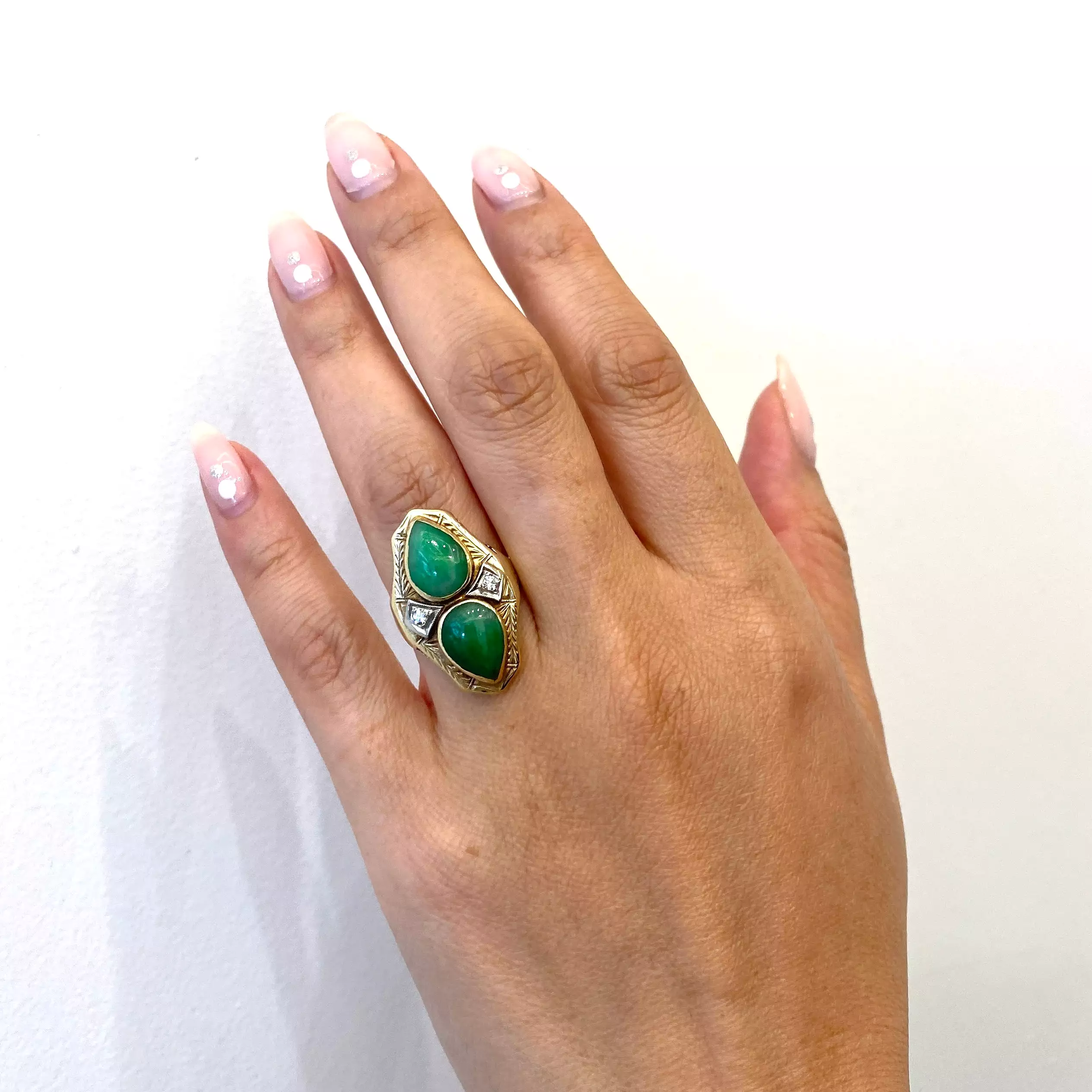 Jade Cabochon Cocktail Ring