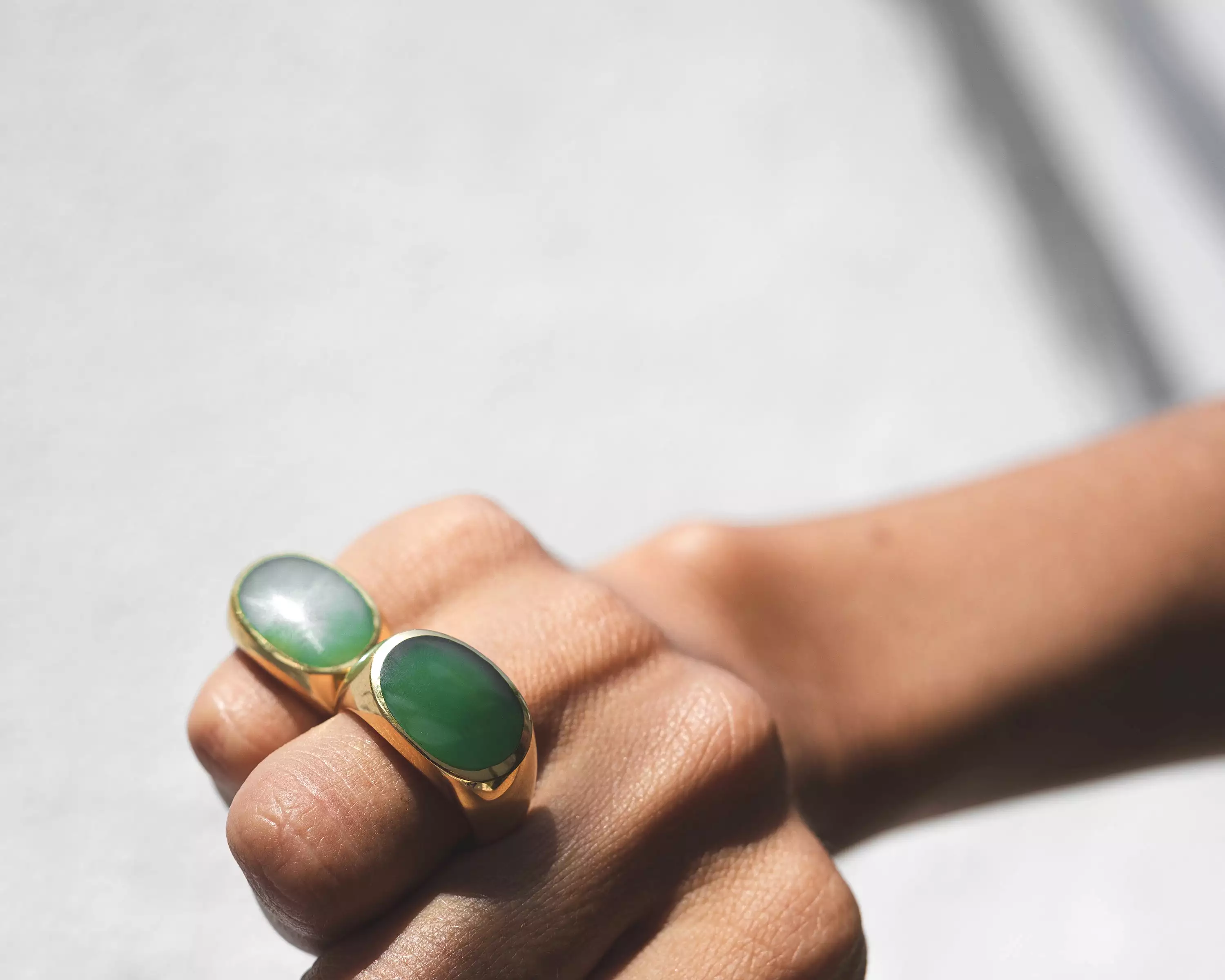 JADE SIGNET RING / Golden ring