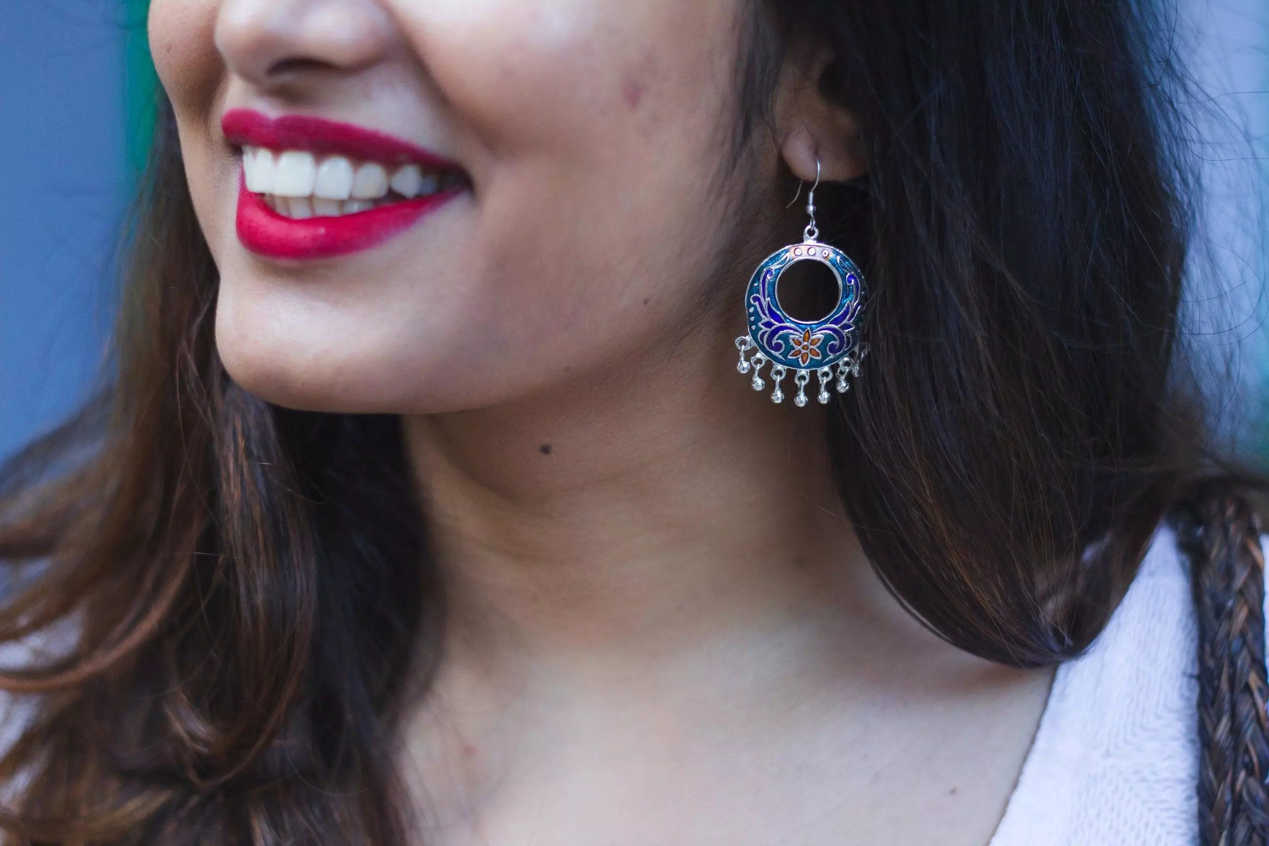 Kaisori Meenakari Earrings - Chandbali