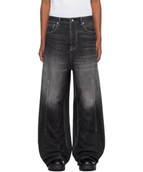 Karmuel Young Black Vacuum Washed Wide Leg Jeans