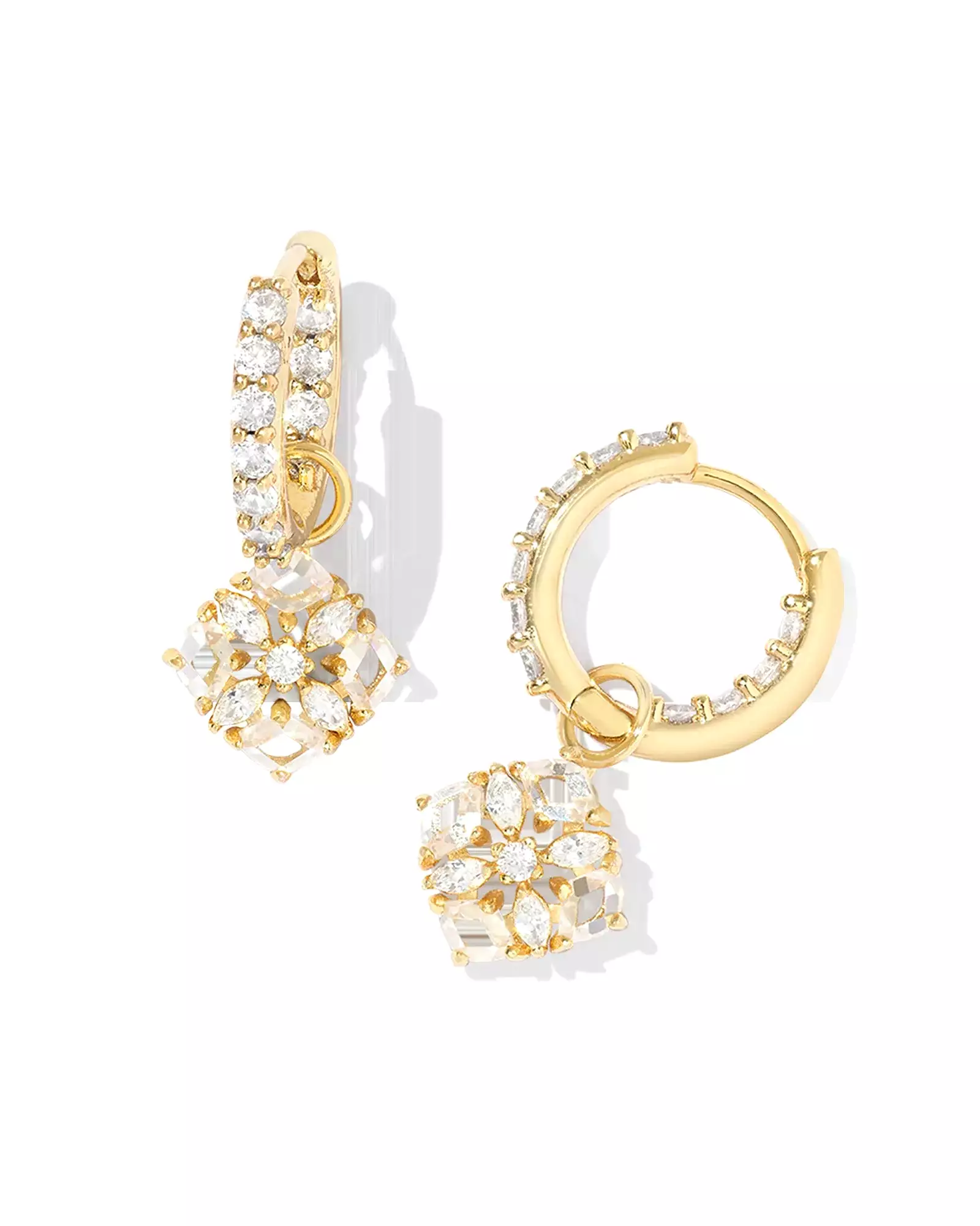 Kendra Scott Dira Convertible Gold Crystal Huggie Earrings