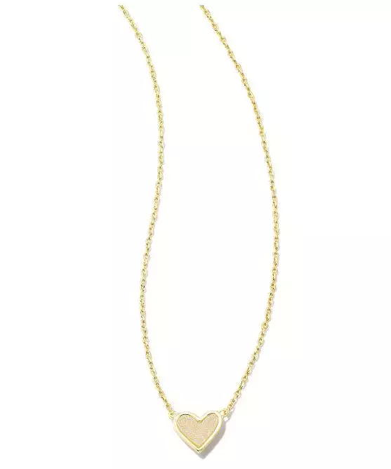 Kendra Scott Framed Ari Heart Short Pendant Necklace - Light Pink Drusy/Gold OR Iridescent Drusy/Gold