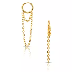 Kira Drop Chain Huggie Hoop Gold Earrings