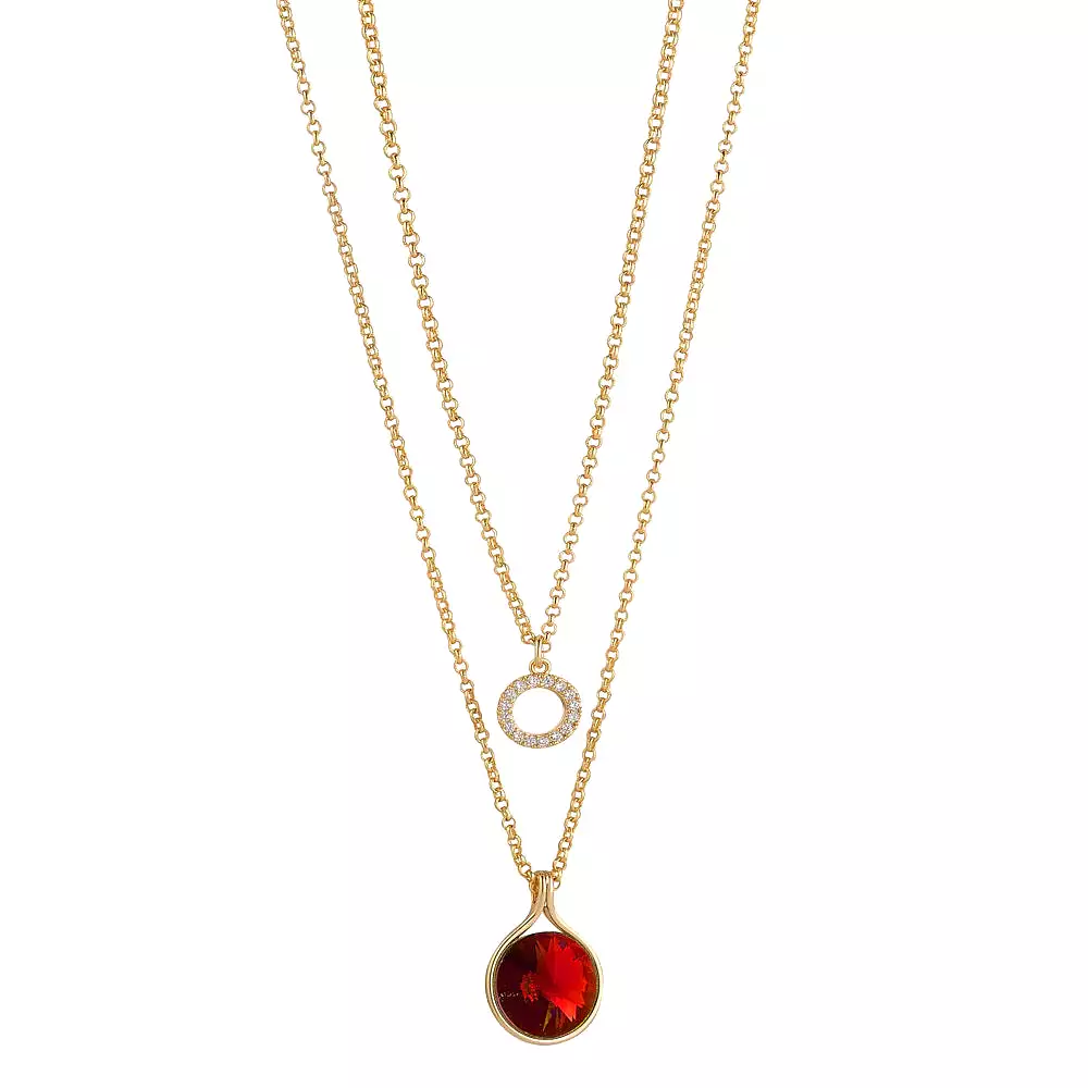 KNIGHT & DAY - Crystal & Garnet Layered Necklace