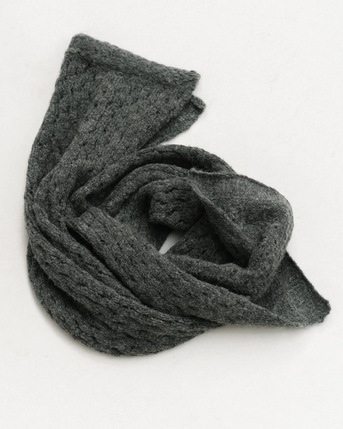 Lace alpaca scarf - charcoal