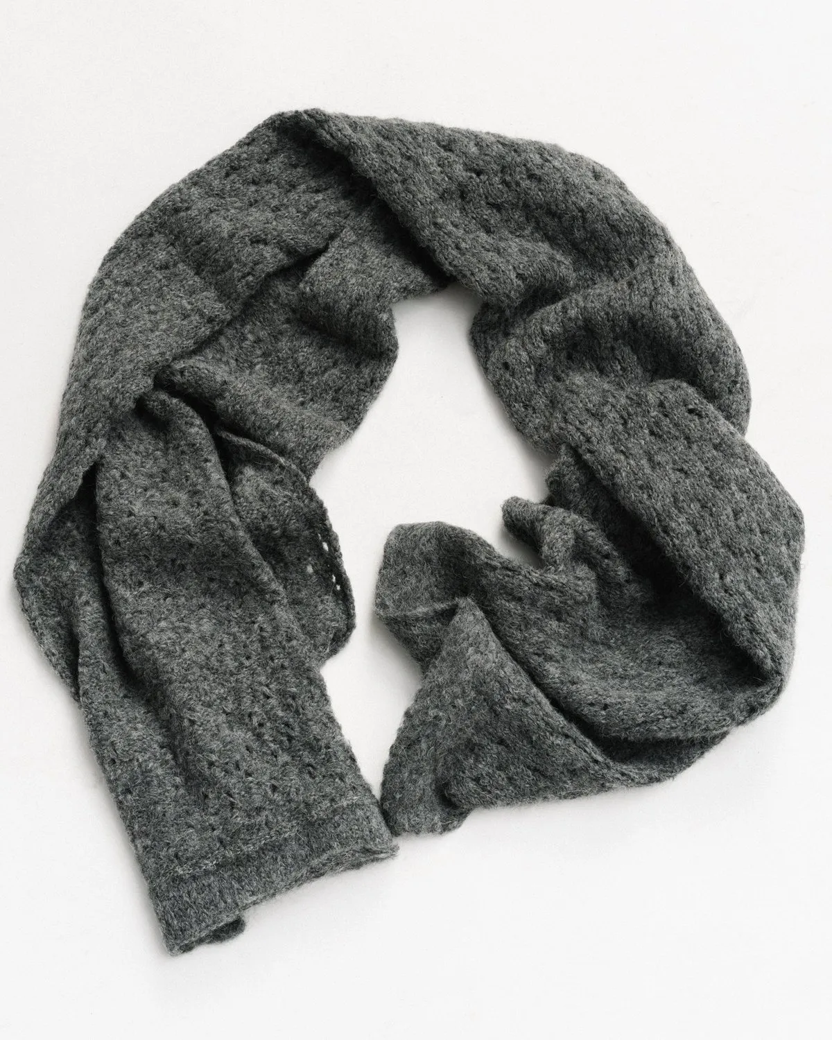 Lace alpaca scarf - charcoal