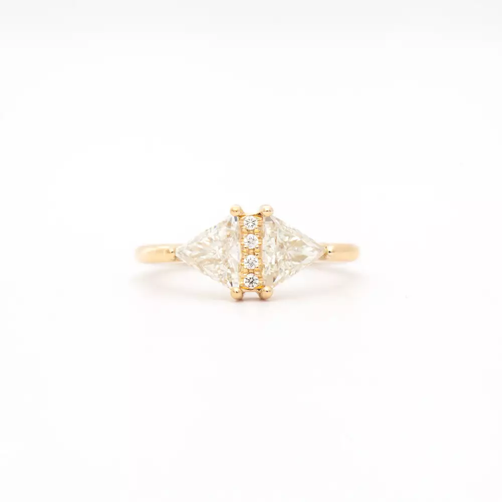 Large Vintage Diamond Triangle Ring