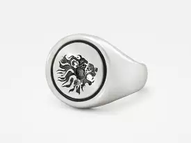 Lion Signet Ring in Sterling Silver