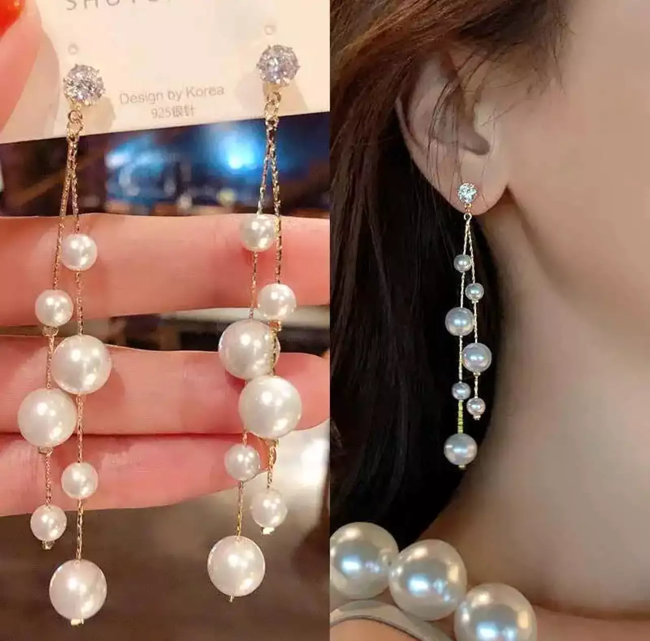 Long Tassel Earrings Large Small Pearls Elegant Trendy Women Jewelry S3575727