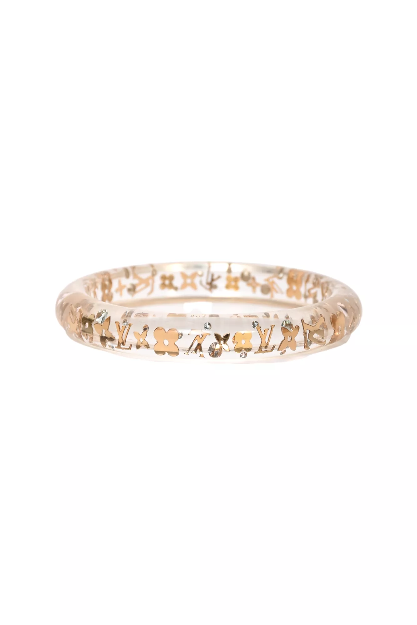 Louis Vuitton Clear/Gold Monogram Resin Narrow 'Inclusion' Bangle