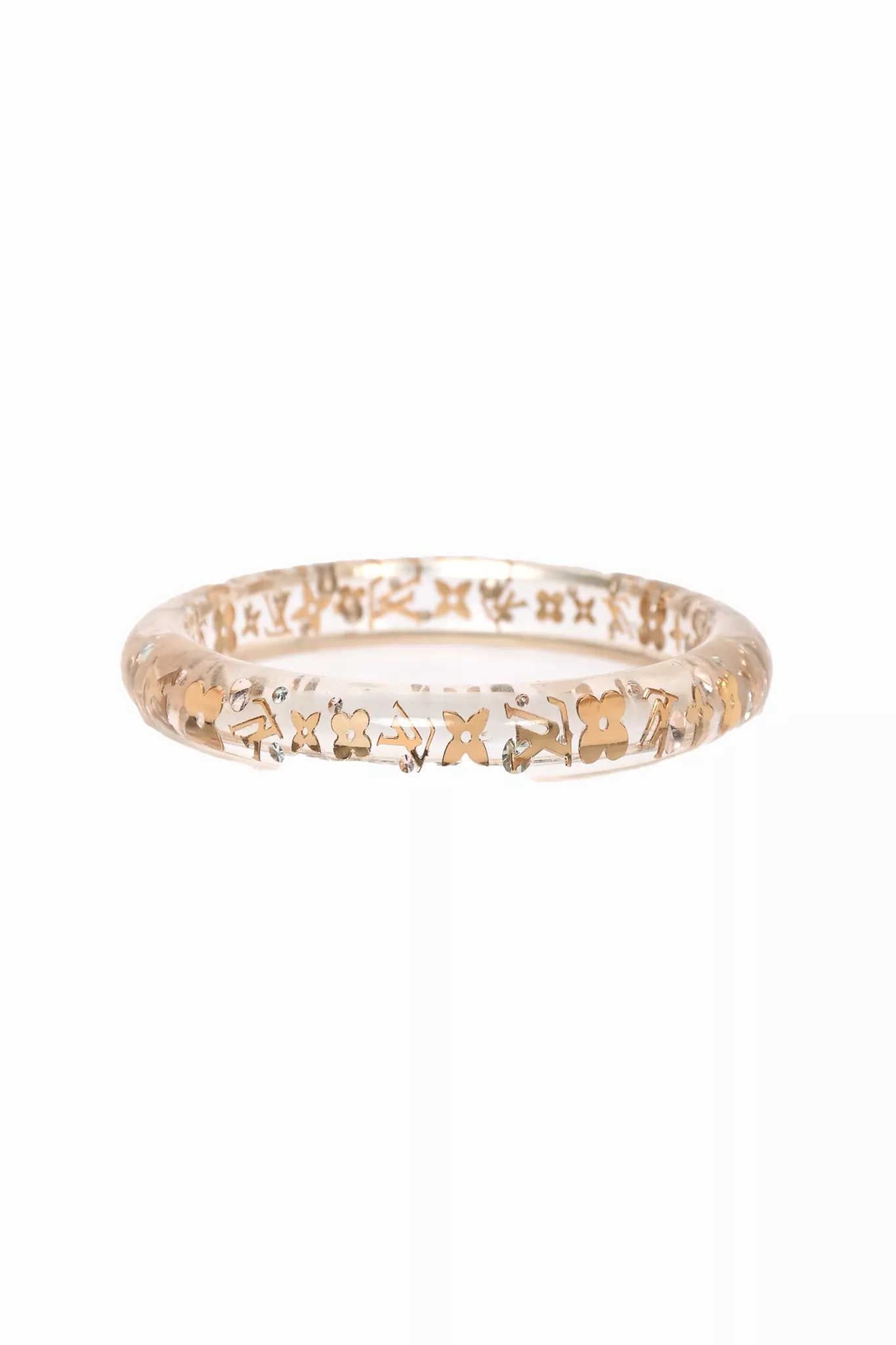 Louis Vuitton Clear/Gold Monogram Resin Narrow 'Inclusion' Bangle