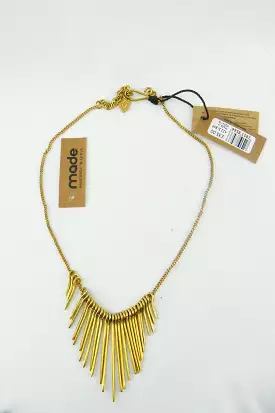 MADE Handmade Sustainable Kenyan Drop Spike Brass Necklace (S)