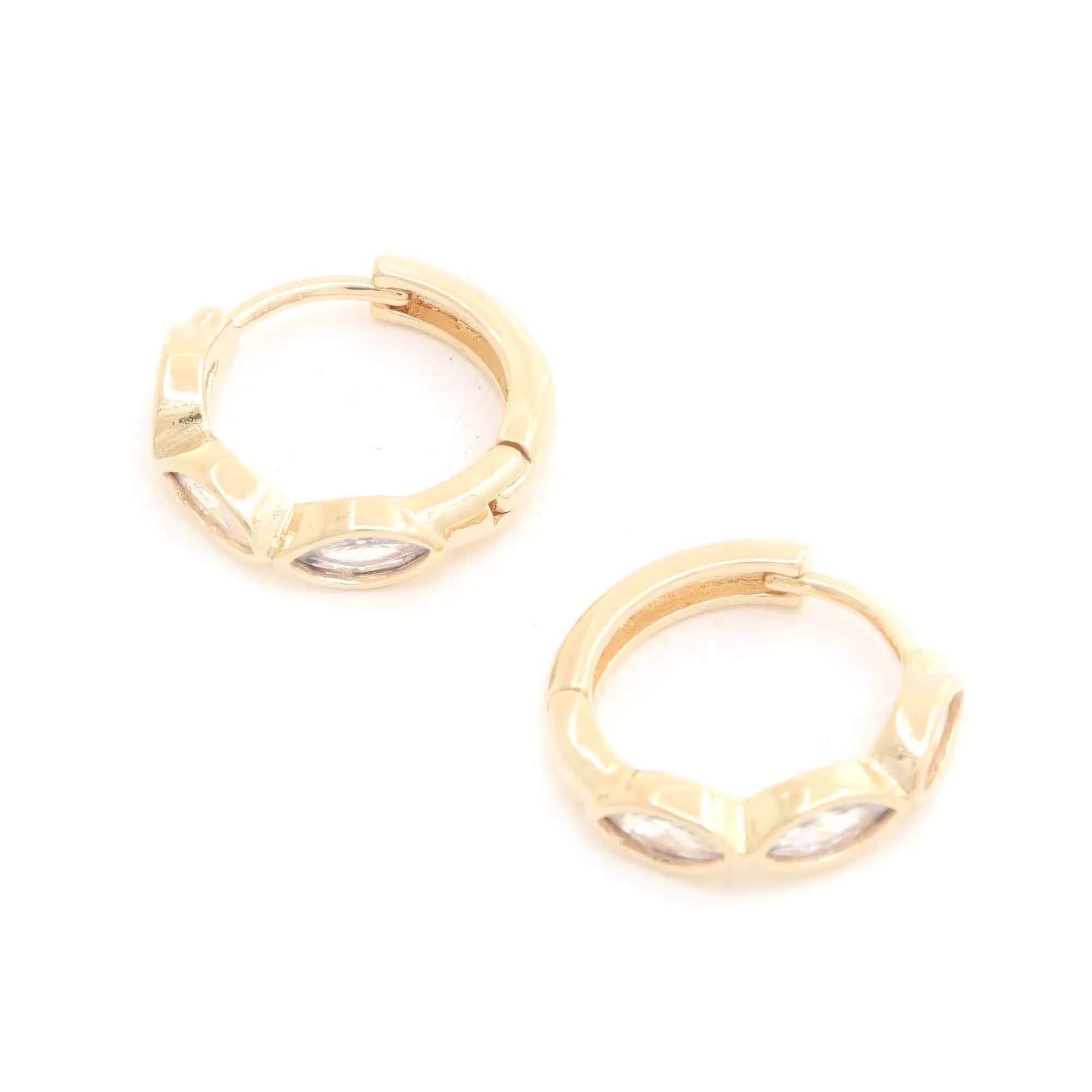 Marquise Cz 14k Gold Dipped Huggie Earring